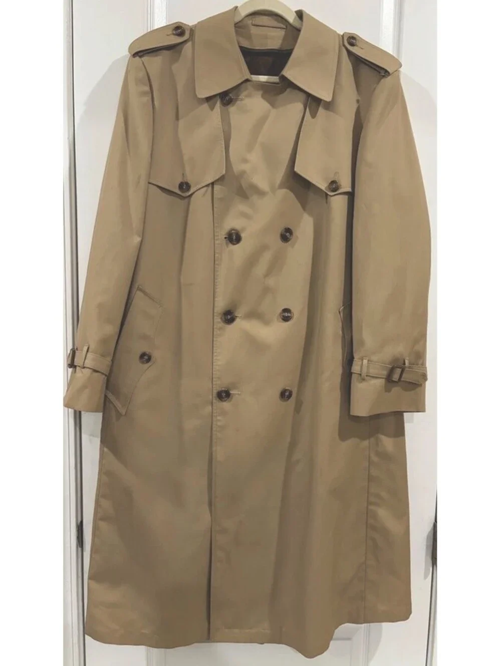 Christian Dior Paris Trench Coat Monsieur Mens 44R Tan, Wool Liner,  L 43” Clean